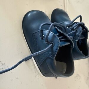 Kids Navy Lace-Up Dress Shoes